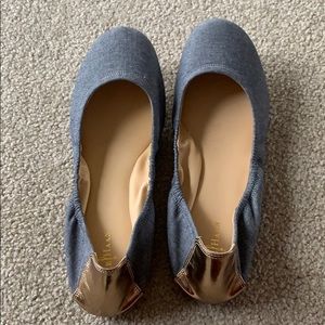Never worn cole Haan flats- blue with gold accent